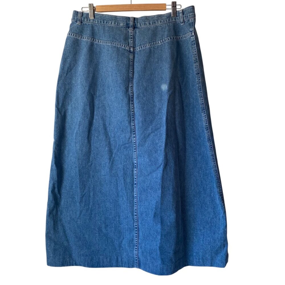 Lauren Jeans Co. Vintage Blue Denim Button-Front Maxi Skirt Western Women 14W - Picture 2 of 5